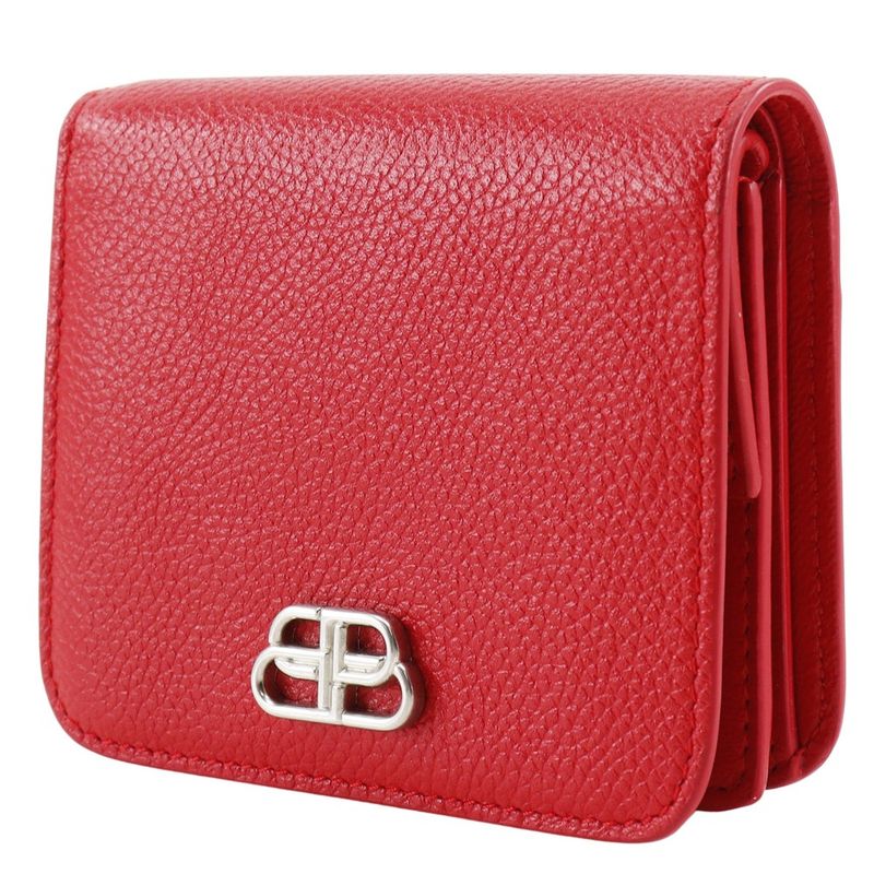 Balenciaga BB Logo 601474 Leather Red Ladies Fold Wallet