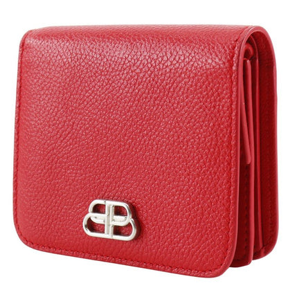 Balenciaga BB Logo 601474 Leather Red Ladies Fold Wallet