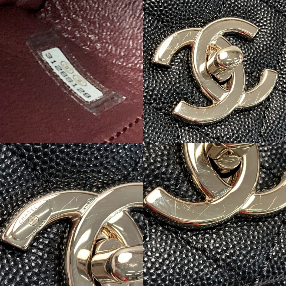 Chanel Matelasse Coco Handle 29 A92991 Black Handbag Caviar Skin Authenticity