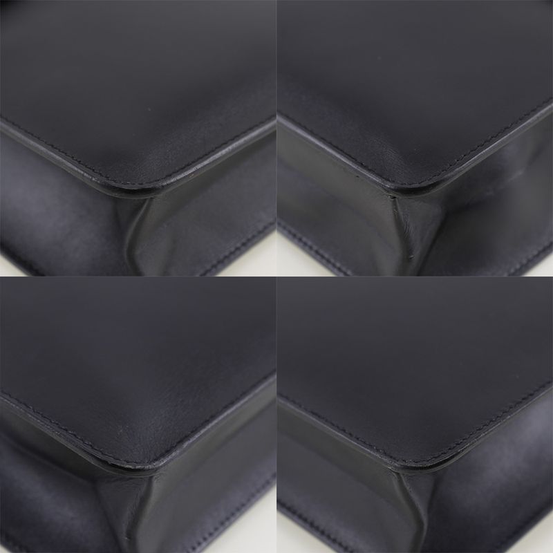 Hermes Danube 38 Briefcase 6Z Calf Black/gold Hardware ○V Men's Business Bag