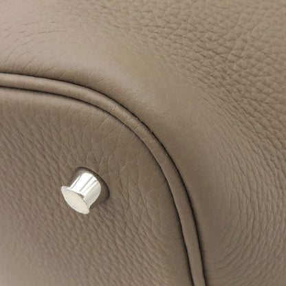 Hermes Handbag Picotin Lock MM Taurillon Clemence Etoupe Silver Hardware Glaze