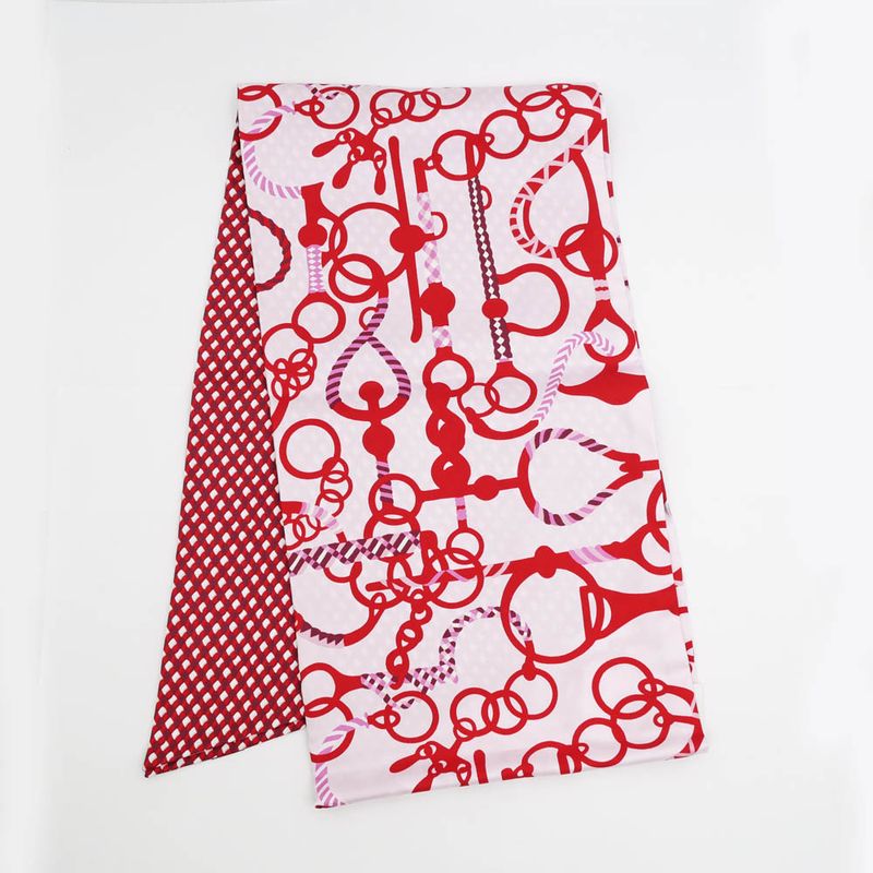 Hermes Maxi Twill Cut MORS ET Tresses Pink Red Silk Scarf