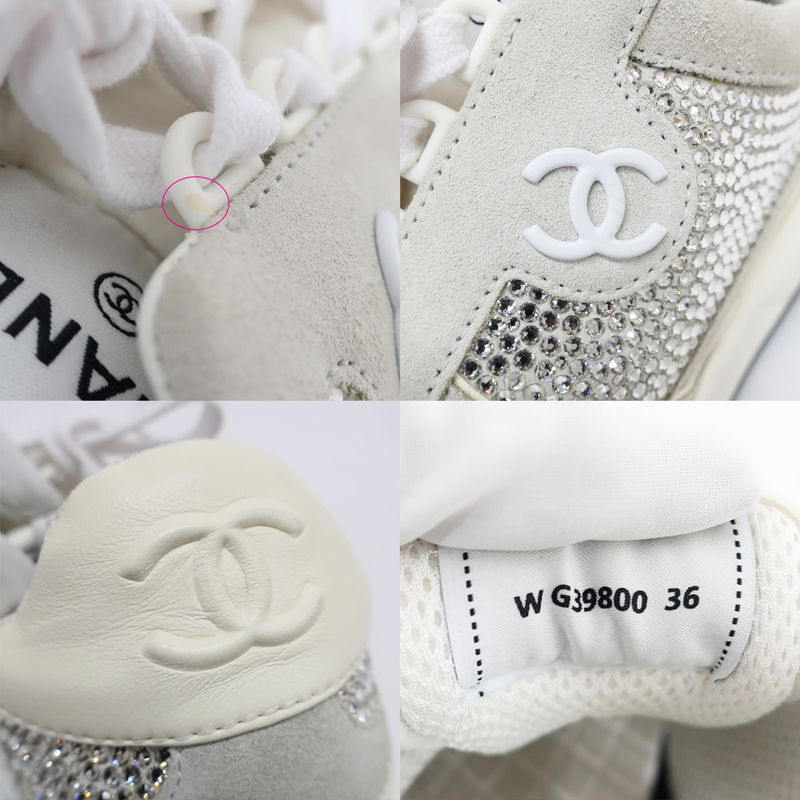 Chanel Sneakers Sequins White Size 36 Approx 23.0cm (9.06in) Coco
