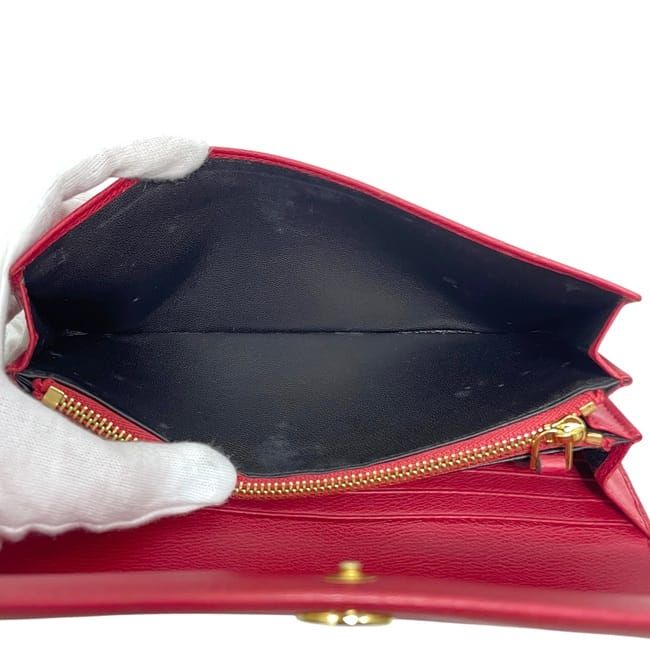 Loewe Foldable Long Wallet Continental Wallet Red Anagram Excellent Condition