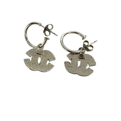 Chanel Coco Mark Motif Plated Rhinestone Earrings Accessories 01P