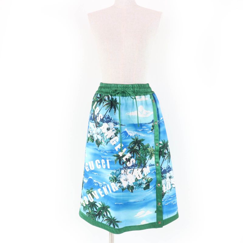 Gucci 693162 100% Cotton Los Angeles Palm Tree Print Skirt Multicolor M Made In