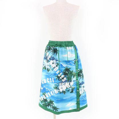 Gucci 693162 100% Cotton Los Angeles Palm Tree Print Skirt Multicolor M Made In