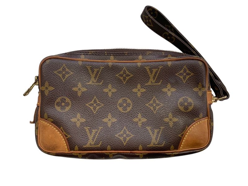 2174 Louis Vuitton LV Marly Dragonne PM Monogram Clutch Bag Second Bag Brown