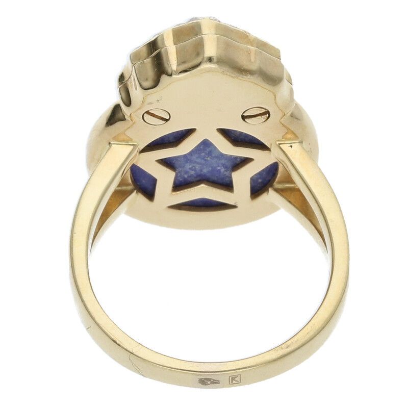 Chanel J11364 Sous Le Seigne Du Lion 18K Yellow Gold Lapis Lazuli Diamond Ring