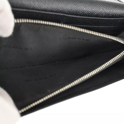 Bvlgari Logo Long Wallet Fold Wallet Black Silver 07bs058