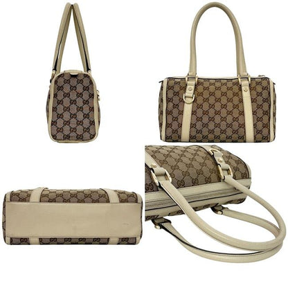 Gucci Mini Boston Bag Beige White Abby 130942 Excellent Condition
