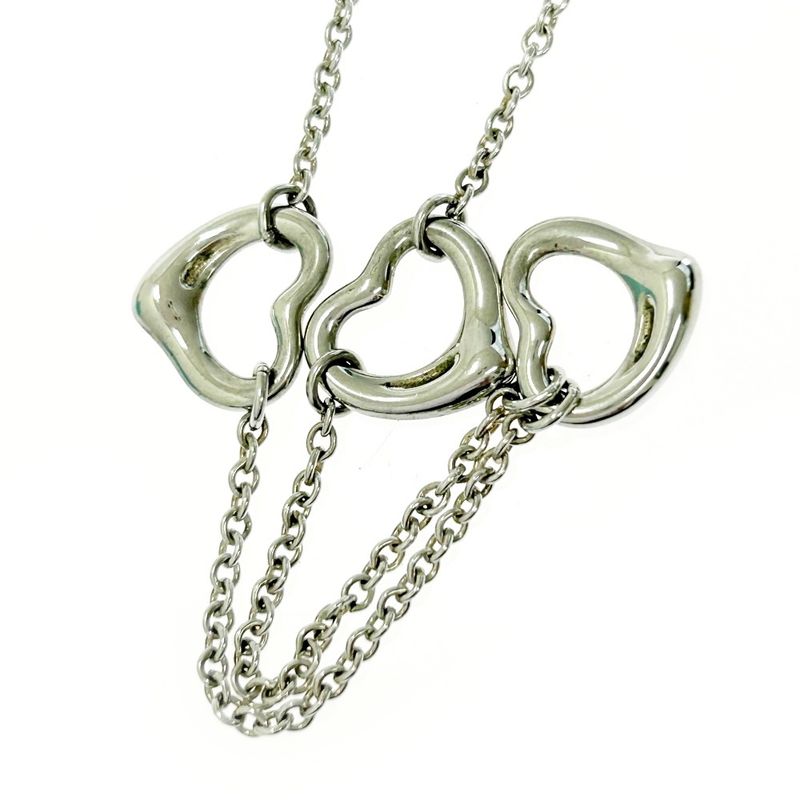 Tiffany & Co Silver Elsa Peretti Open Heart 3strand Necklace 4.3g 925 Engraved