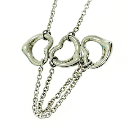 Tiffany & Co Silver Elsa Peretti Open Heart 3strand Necklace 4.3g 925 Engraved
