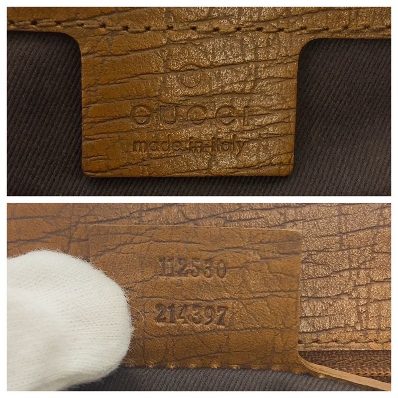 Gucci Bamboo Beige Brown Black Hardware GG Canvas 112530 Tote Bag Shoulder Bag