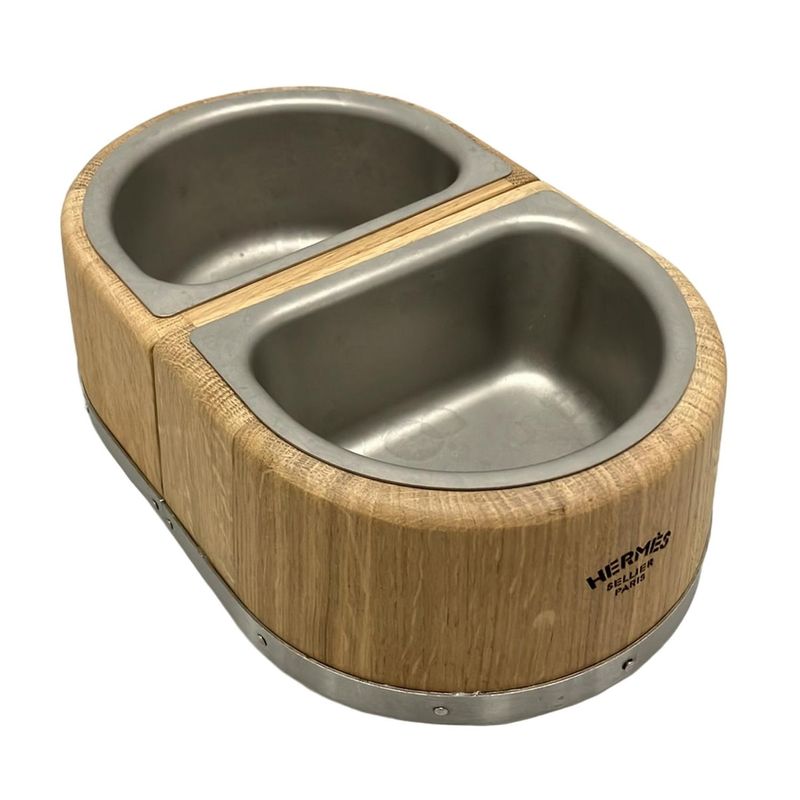 Hermes Small Accessories Dog Bowl PM Light Brown×silver Chaine D'ancre