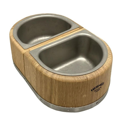 Hermes Small Accessories Dog Bowl PM Light Brown×silver Chaine D'ancre