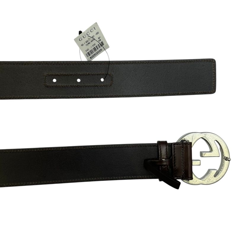 Gucci Belt GG Logo Silver Leather