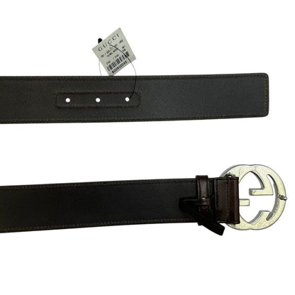 Gucci Belt GG Logo Silver Leather