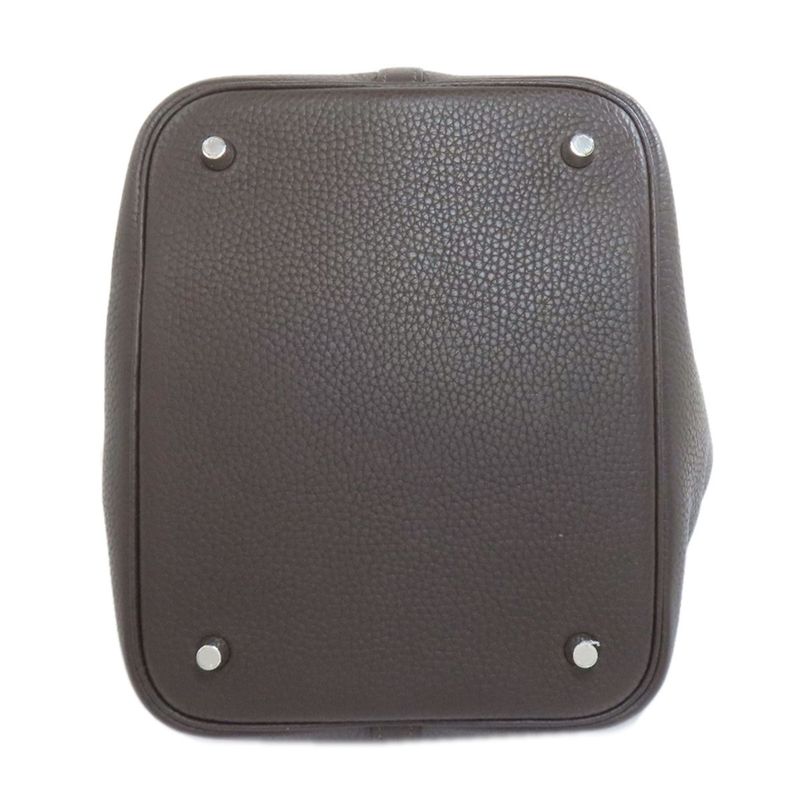 Hermes Picotin Lock MM Silver Hardware Handbag Taurillon Women