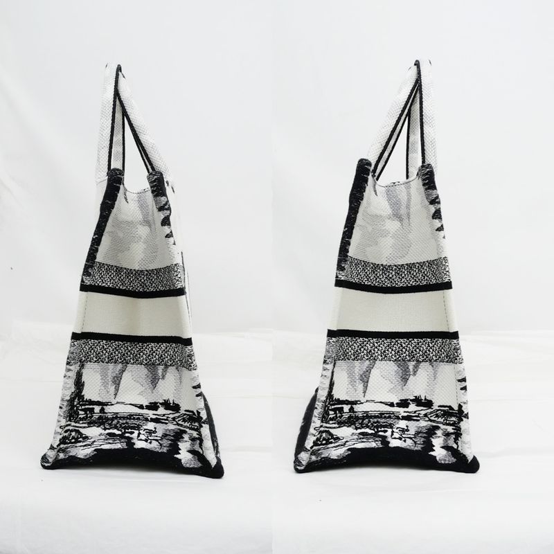 Christian Dior Book Tote Eiffel Tower Monotone Black And White Handbag