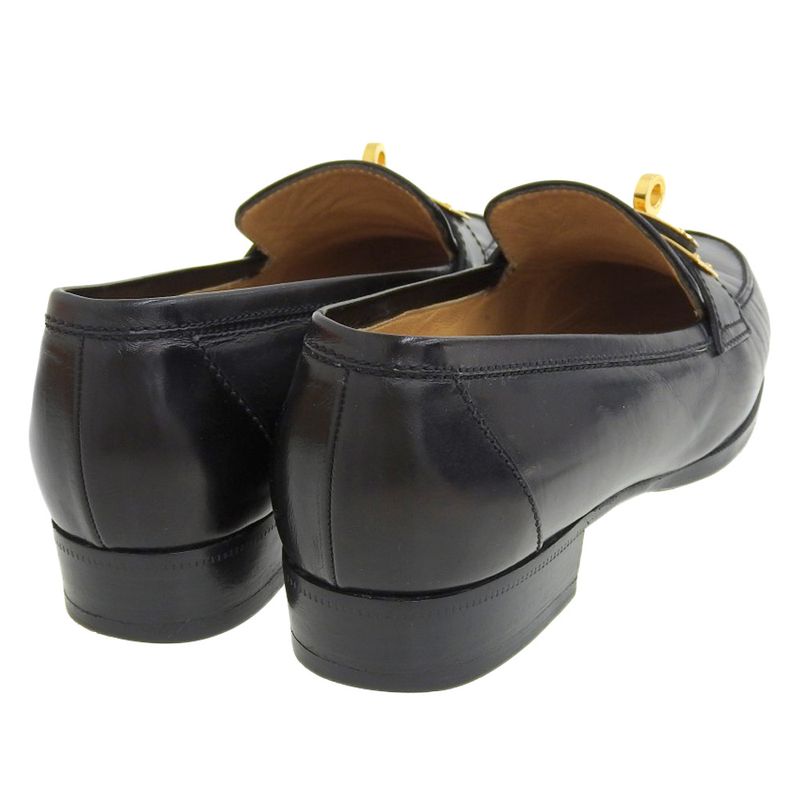 With Box Hermes Vintage Kelly Box Calf Leather Loafers Moccasins Dress Shoes