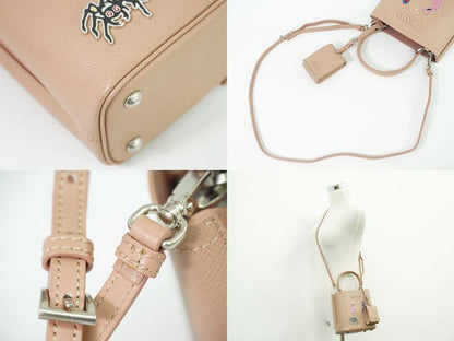 Authentic Prada Pannier Small 2WAY Shoulder Bag Handbag Pochette Leather Pink