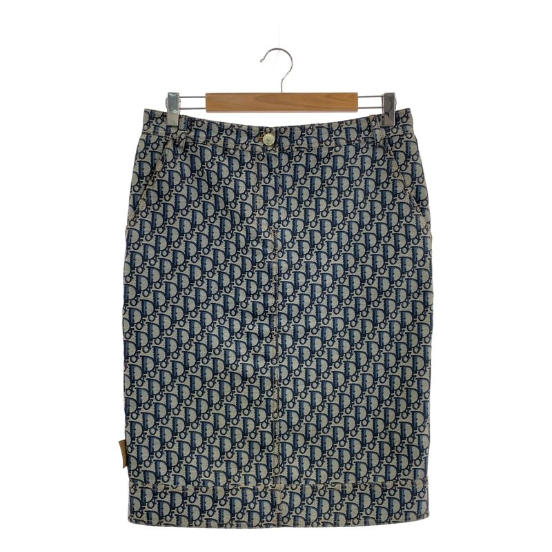 Christian DIOR | Total Pattern Oblique Jacquard Logo Button Back Slit Skirt |