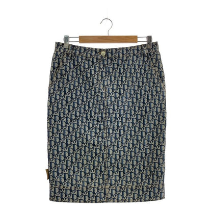 Christian DIOR | Total Pattern Oblique Jacquard Logo Button Back Slit Skirt |