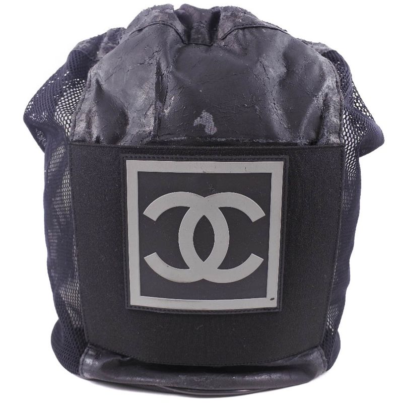 Chanel Basketball Sport Line Leather Black Unisex Shoulder Bag