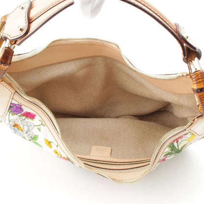 Gucci Floral Bamboo Semi One Shoulder Handbag Multicolor