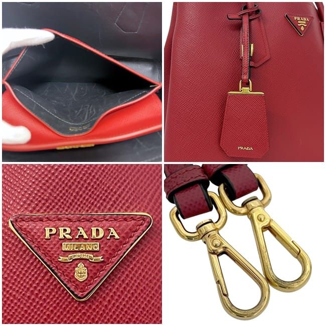 Prada 2 Way Bag Red Fuoco CUIR Bn2775 Excellent Condition
