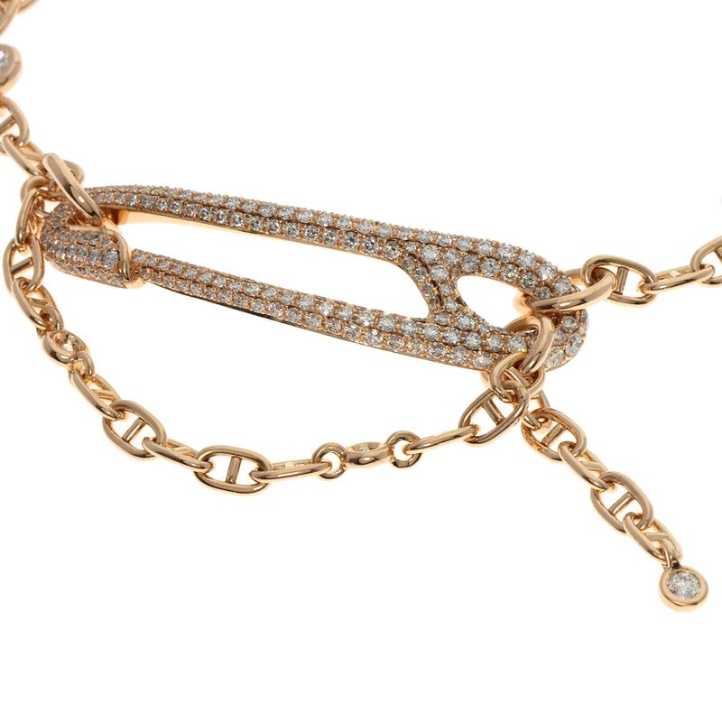 Hermes Chaine D'ancre Punk Diamond Bracelet 18K Pink Gold Ladies