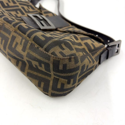 Fendi Mamma Bucket Zucchino Leather X Canvas Dark Brown X Beige Shoulder Bag