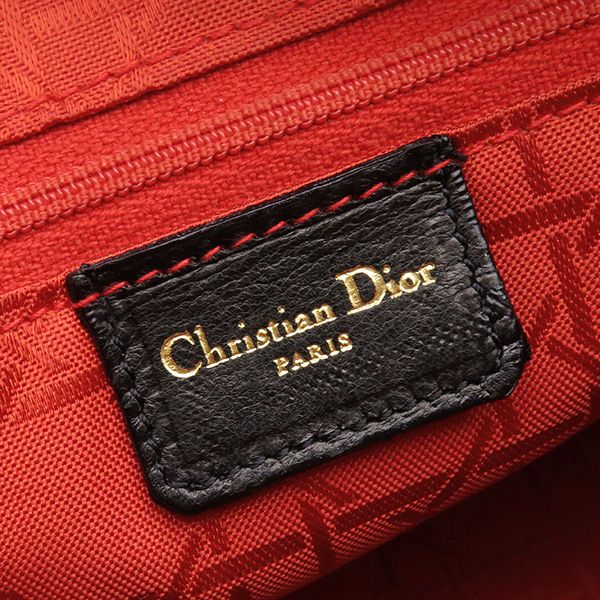 Christian Dior 2way Bag Lady Dior Medium Bag Lambskin Black Gold Hardware Black