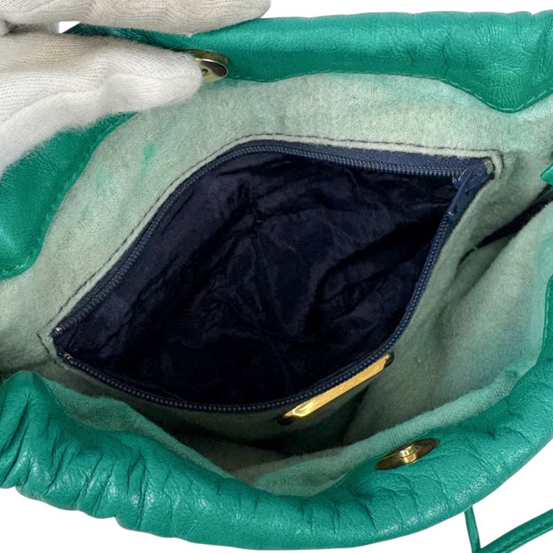 Loewe Mini Shoulder Bag Nappa Leather Green Anagram Logo Pochette Drawstring