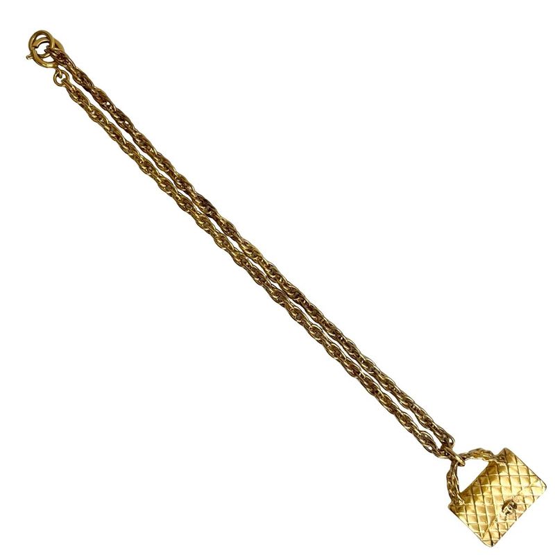 Chanel Chanel Quilted Bag Motif GP Chain Necklace Pendant Accessory 95P