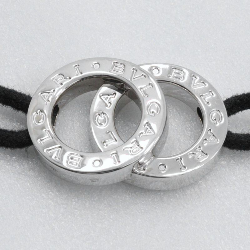 Bvlgari Bulgari Double Logo Silver 925 Black Unisex 11.2g Bracelet