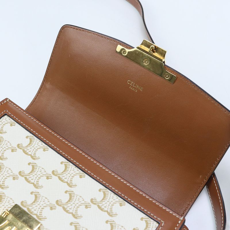 Celine Teen Triomphe Bag Triomphe Canvas 18888 2BZ4 01BC Shoulder PVC Calf