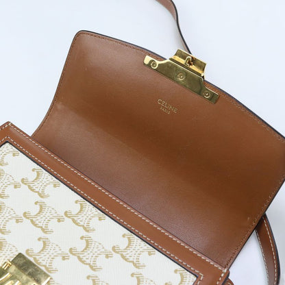 Celine Teen Triomphe Bag Triomphe Canvas 18888 2BZ4 01BC Shoulder PVC Calf