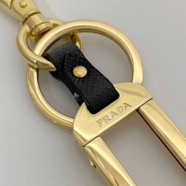 Prada Key Holder Gold Brown Black 1tl125 Never Used Excellent Condition