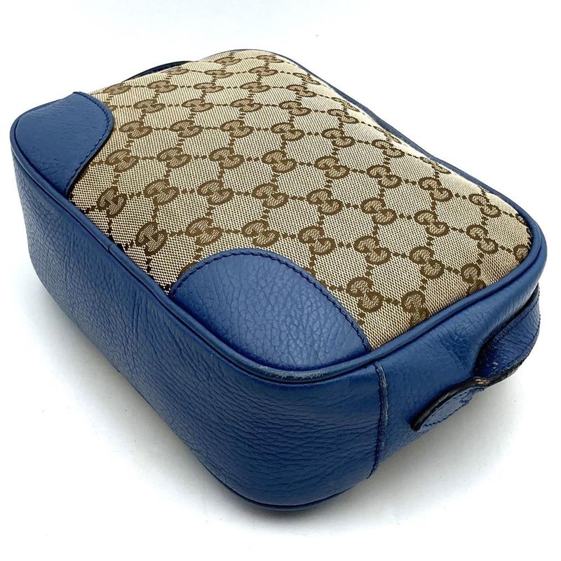 Gucci 449413 Shoulder Bag GG Canvas/leather Blue/brown Women