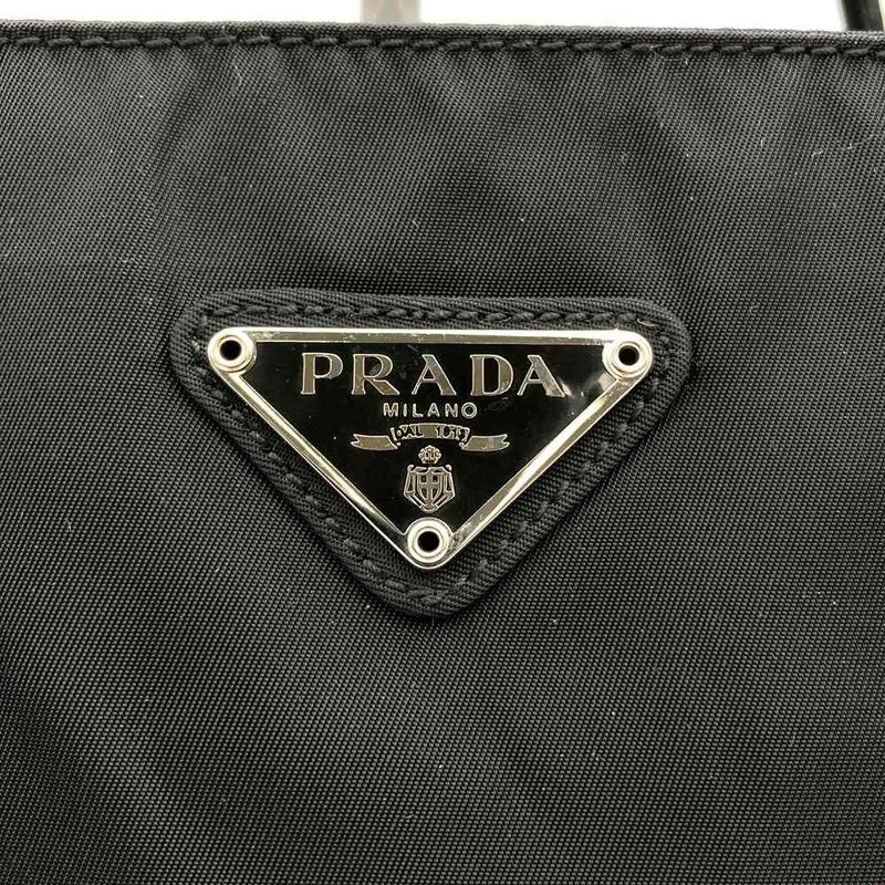 Prada Tote Handbag Black Nylon Women Men Triangle Logo