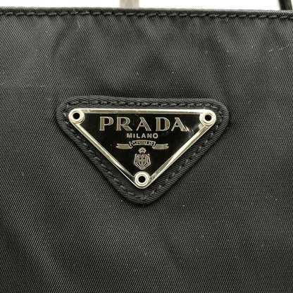 Prada Tote Handbag Black Nylon Women Men Triangle Logo