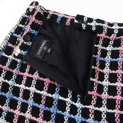 CHANEL 22SS P72501 Runway Wear Coco Mark Button Sequined Trapezoid Tweed Skirt