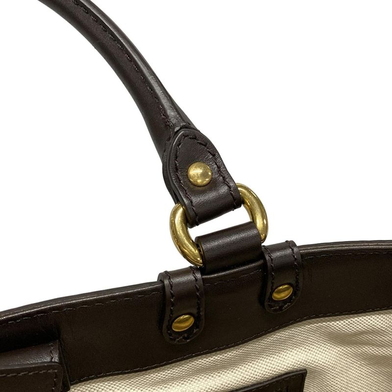 Gucci Tote Bag GG Pattern Scarlet 269953 Beige And Dark Brown Leather