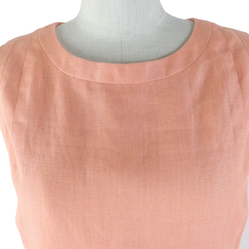 CHANEL Vintage 100% Linen Jacket And Dress Setup Ensemble Orange 36 Made In