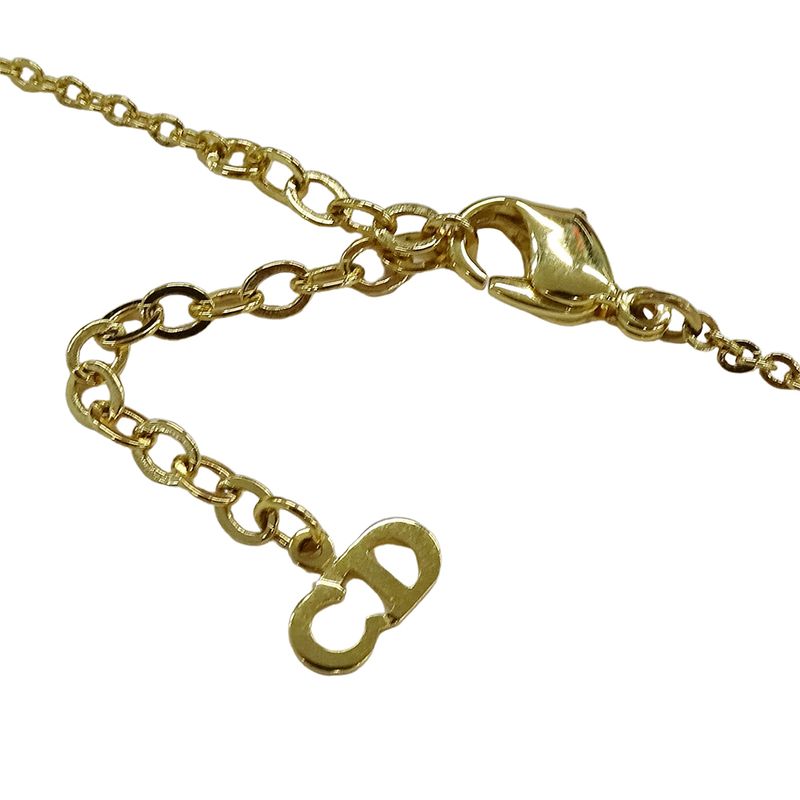 Dior Necklace Women's Brand Rhinestone GP Gold Logo Heart Accessory