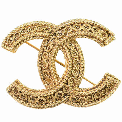 Authentic Chanel Coco Mark Brooch GP Gold Plated Coco Mark Accessories Jewelry