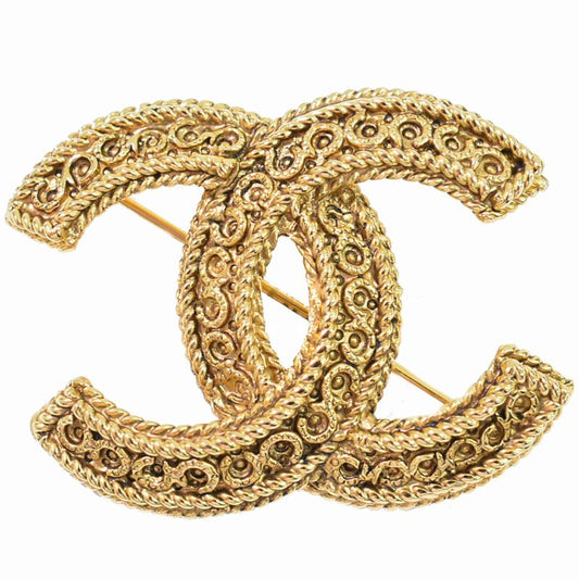 Authentic Chanel Coco Mark Brooch GP Gold Plated Coco Mark Accessories Jewelry