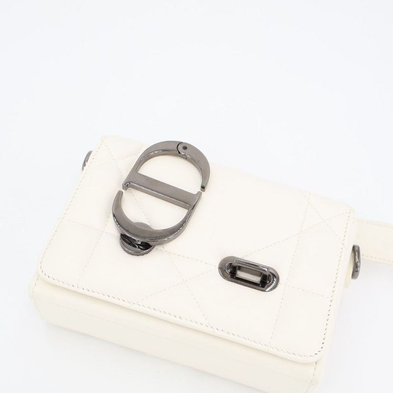 Christian DIOR Caro Chain Shoulder White Bag